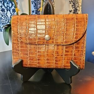 Vintage Crocodile Embossed Leather Wallet